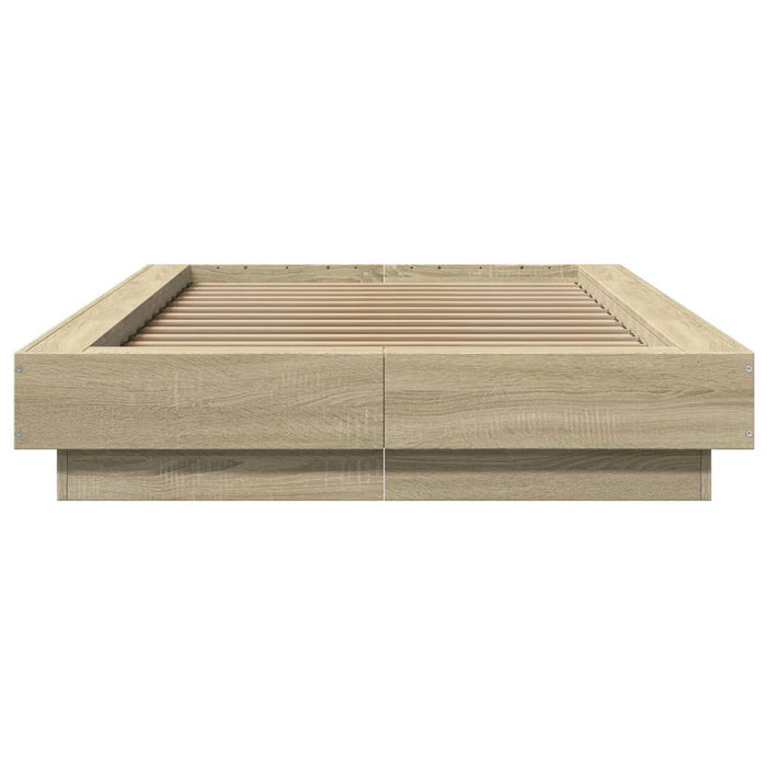 Cadru de pat cu LED, stejar sonoma, 100x200 cm, lemn prelucrat - WALTI WALTI