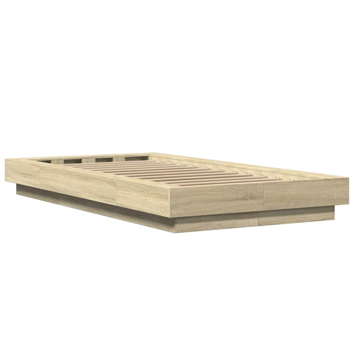 Cadru de pat cu LED, stejar sonoma, 100x200 cm, lemn prelucrat - WALTI WALTI