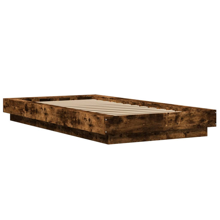 Cadru de pat cu LED, stejar fumuriu, 100x200 cm, lemn prelucrat - WALTI WALTI
