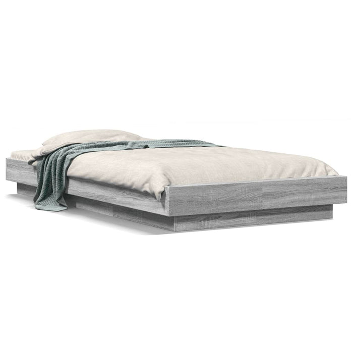 Cadru de pat cu lumini LED gri sonoma 100x200 cm lemn prelucrat - WALTI WALTI