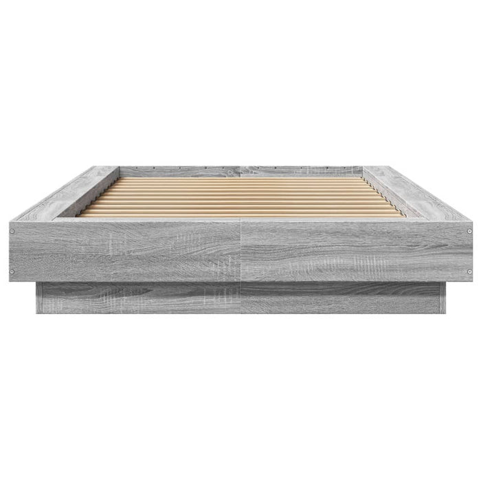 Cadru de pat cu lumini LED gri sonoma 100x200 cm lemn prelucrat - WALTI WALTI