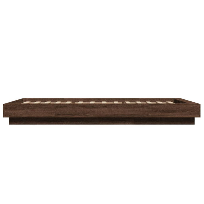 Cadru de pat cu lumini LED stejar maro 100x200cm lemn prelucrat - WALTI WALTI