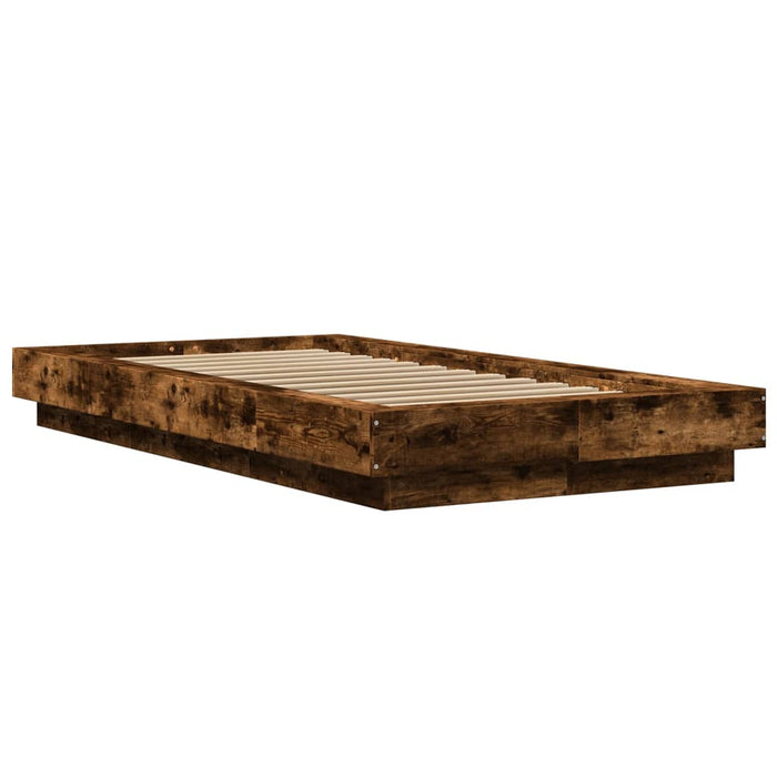 Cadru de pat cu LED, stejar fumuriu, 90x200 cm, lemn prelucrat - WALTI WALTI