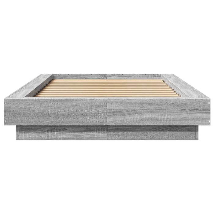 Cadru de pat cu lumini LED gri sonoma 90x200 cm, lemn prelucrat - WALTI WALTI