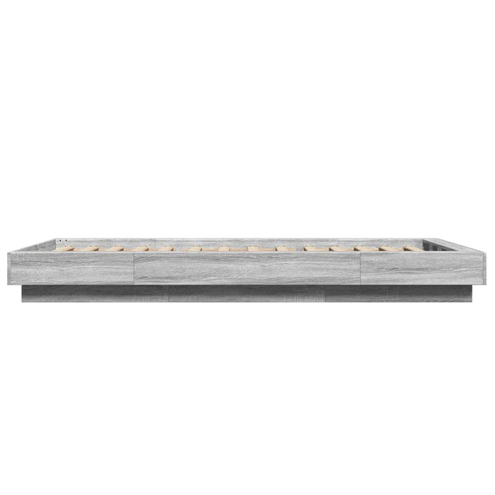 Cadru de pat cu lumini LED gri sonoma 90x200 cm, lemn prelucrat - WALTI WALTI