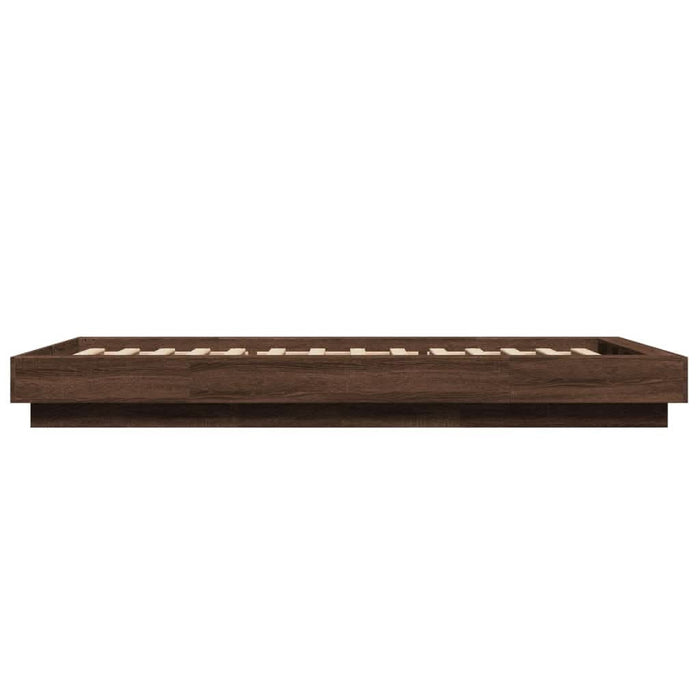 Cadru de pat cu lumini LED stejar maro 90x200 cm lemn prelucrat - WALTI WALTI