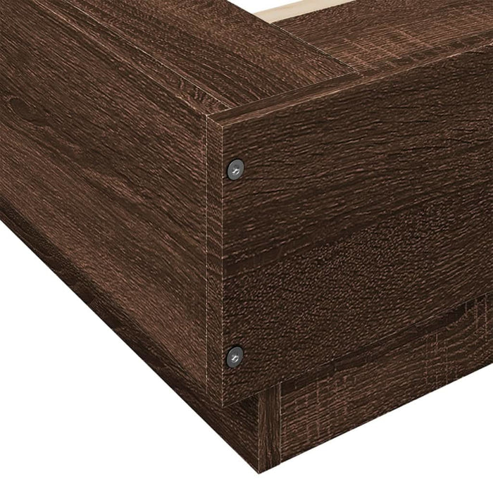 Cadru de pat cu lumini LED stejar maro 90x200 cm lemn prelucrat - WALTI WALTI