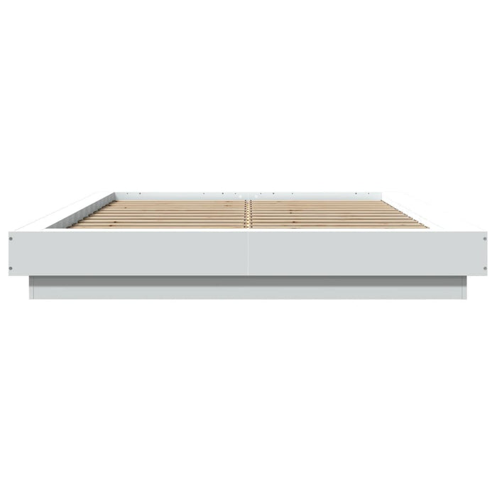 Cadru de pat cu lumini LED, alb, 140x190 cm, lemn prelucrat - WALTI WALTI