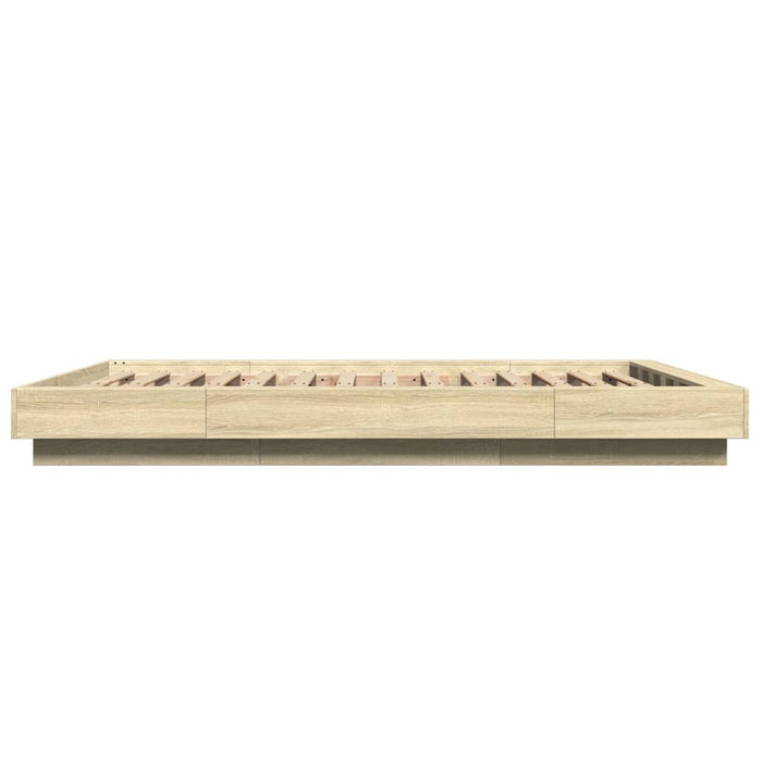 Cadru de pat cu LED stejar sonoma 140x190 cm lemn prelucrat - WALTI WALTI