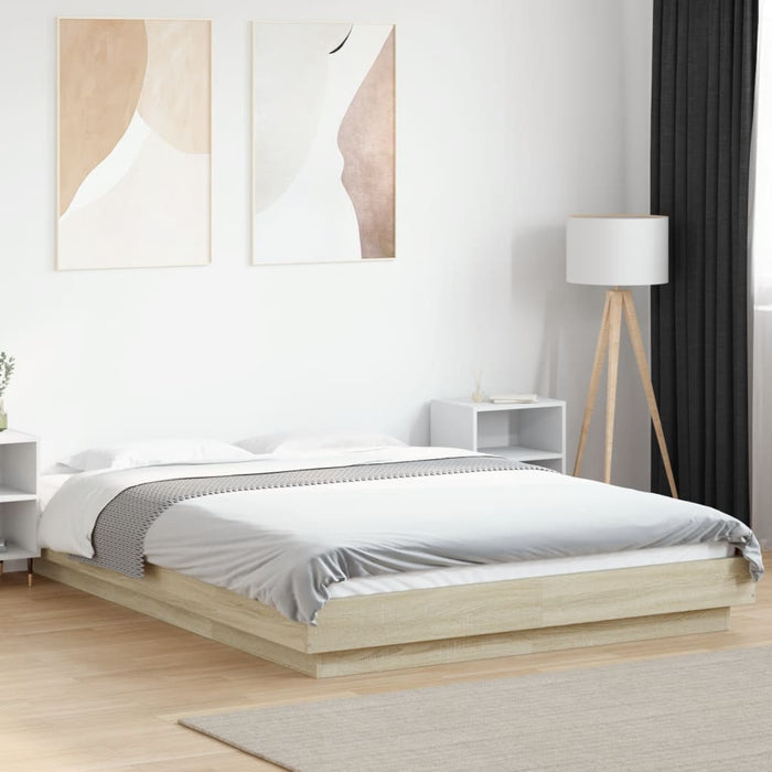 Cadru de pat cu LED stejar sonoma 140x190 cm lemn prelucrat - WALTI WALTI