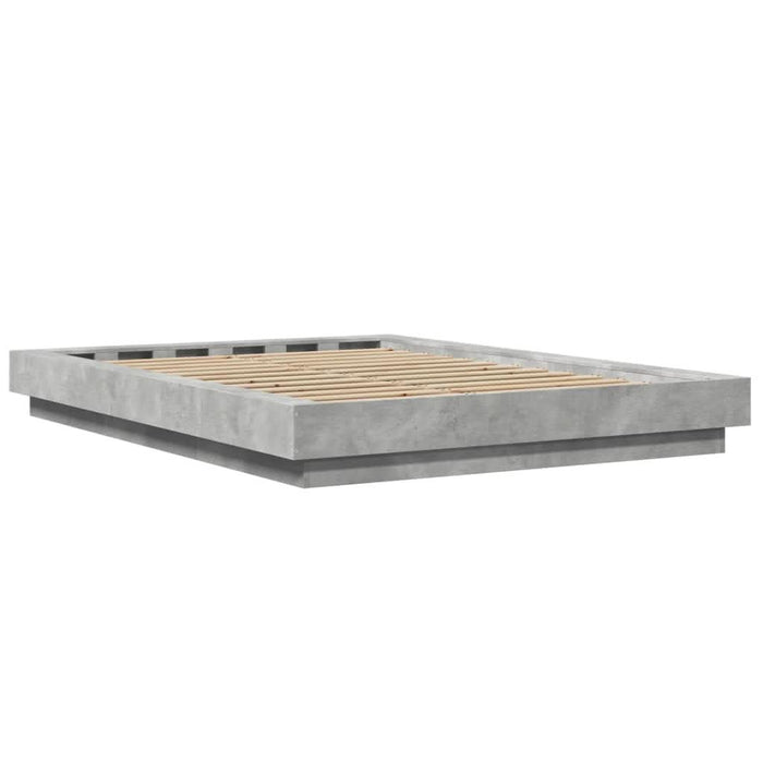 Cadru de pat cu lumini LED gri beton 140x190 cm, lemn prelucrat - WALTI WALTI