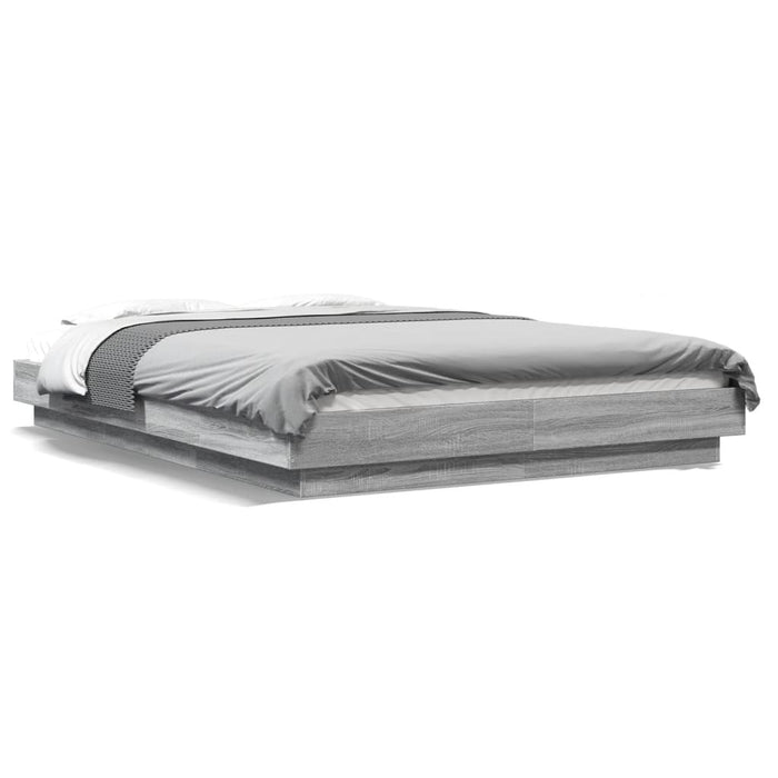 Cadru de pat cu lumini LED gri sonoma 140x190 cm lemn prelucrat WALTI