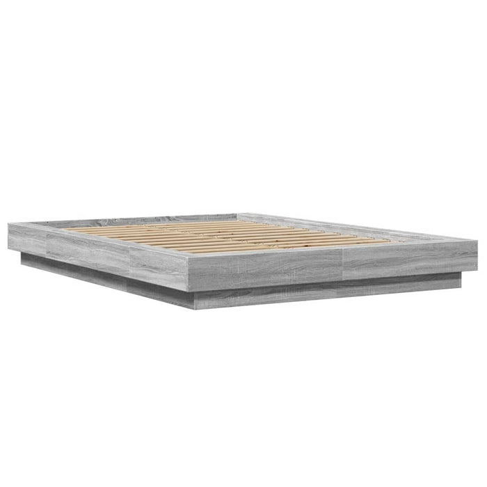 Cadru de pat cu lumini LED gri sonoma 140x190 cm lemn prelucrat WALTI