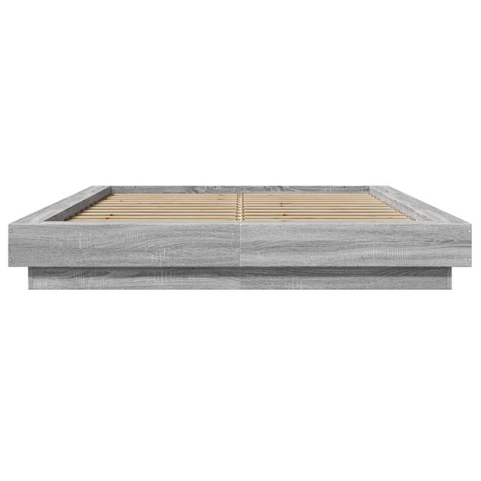 Cadru de pat cu lumini LED gri sonoma 140x190 cm lemn prelucrat WALTI