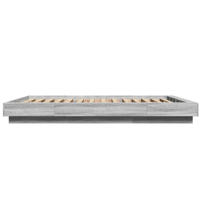 Cadru de pat cu lumini LED gri sonoma 140x190 cm lemn prelucrat WALTI