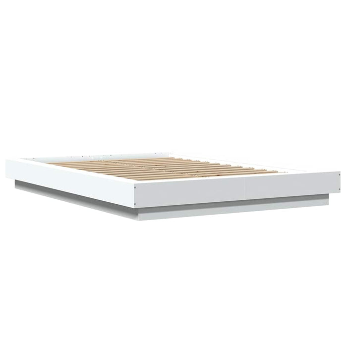 Cadru de pat cu lumini LED, alb, 120x190 cm, lemn prelucrat WALTI