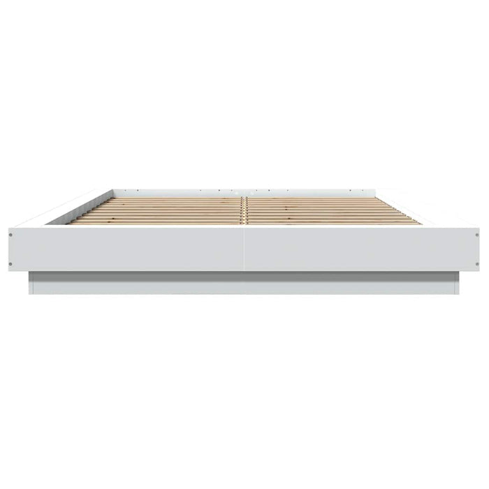 Cadru de pat cu lumini LED, alb, 120x190 cm, lemn prelucrat WALTI
