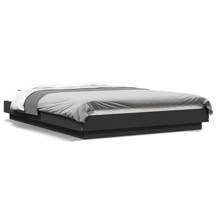 Cadru de pat cu lumini LED, negru, 120x190 cm, lemn prelucrat - WALTI WALTI