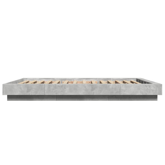 Cadru de pat cu lumini LED gri beton 120x190 cm, lemn prelucrat WALTI