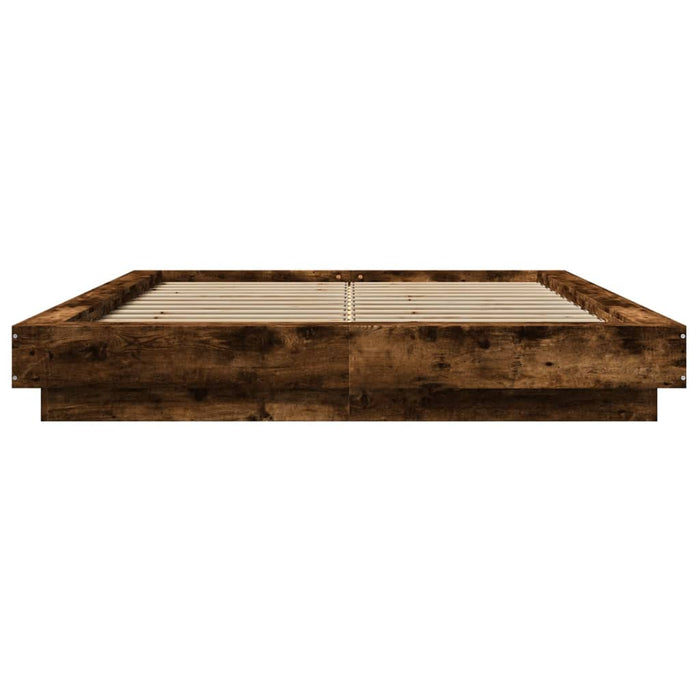 Cadru pat cu lumini LED stejar fumuriu 120x190cm lemn prelucrat - WALTI WALTI