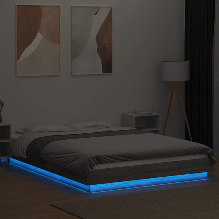Cadru de pat cu lumini LED gri sonoma 120x190 cm lemn prelucrat - WALTI WALTI