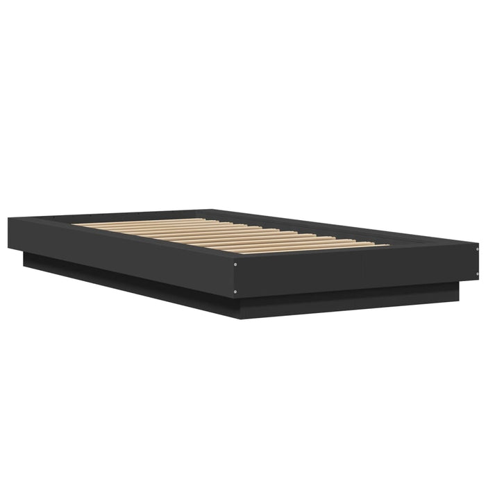 Cadru de pat cu lumini LED, negru, 90x190 cm, lemn prelucrat - WALTI WALTI