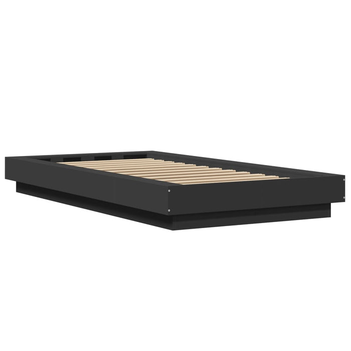 Cadru de pat cu lumini LED, negru, 90x190 cm, lemn prelucrat - WALTI WALTI