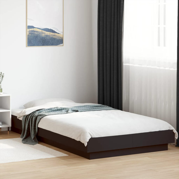 Cadru de pat cu lumini LED, negru, 90x190 cm, lemn prelucrat - WALTI WALTI
