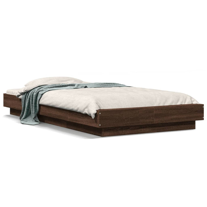 Cadru de pat cu LED, stejar maro, 90x190 cm, lemn prelucrat - WALTI WALTI