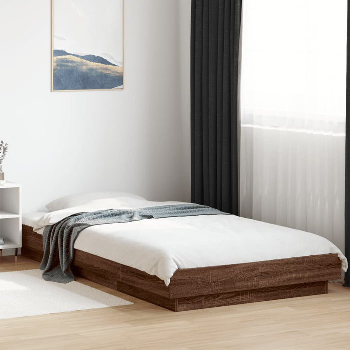 Cadru de pat cu LED, stejar maro, 90x190 cm, lemn prelucrat - WALTI WALTI