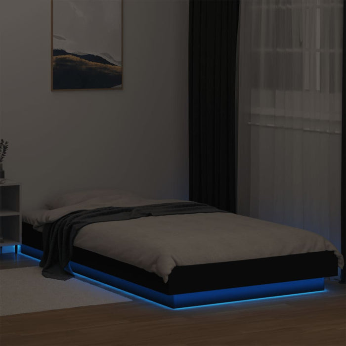 Cadru de pat cu LED, negru, 75x190 cm, lemn prelucrat - WALTI WALTI