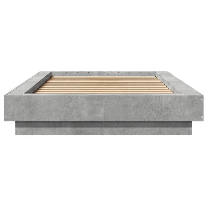 Cadru de pat cu LED, gri beton, 75x190 cm, lemn prelucrat - WALTI WALTI