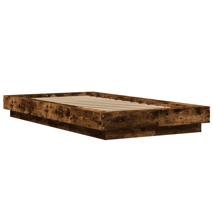 Cadru de pat cu LED stejar fumuriu 75x190 cm lemn prelucrat - WALTI WALTI
