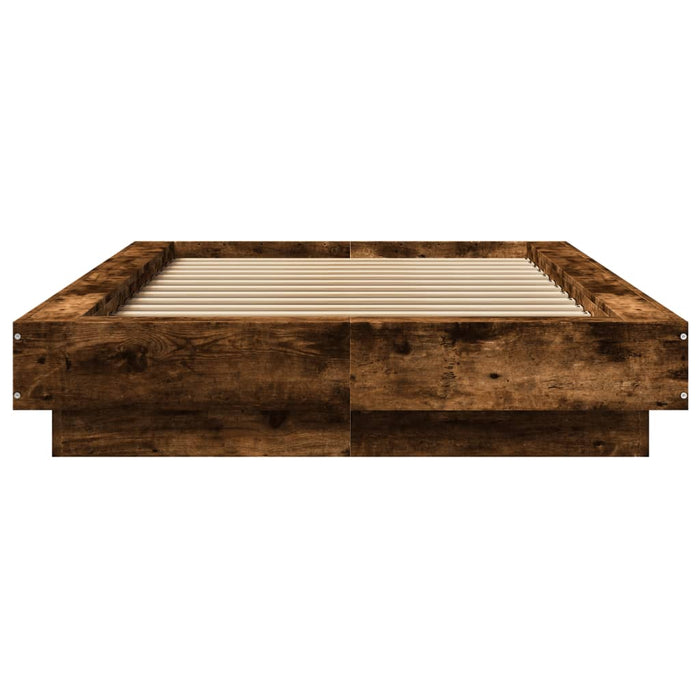 Cadru de pat cu LED stejar fumuriu 75x190 cm lemn prelucrat - WALTI WALTI