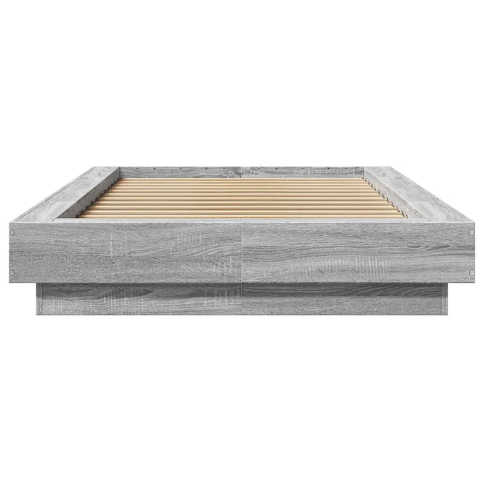 Cadru de pat cu LED gri sonoma 75x190 cm lemn prelucrat - WALTI WALTI
