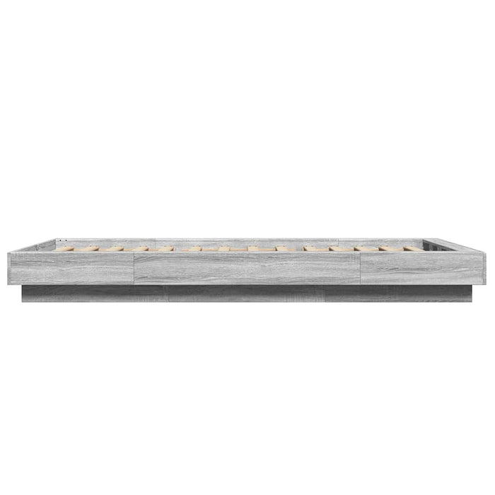 Cadru de pat cu LED gri sonoma 75x190 cm lemn prelucrat - WALTI WALTI