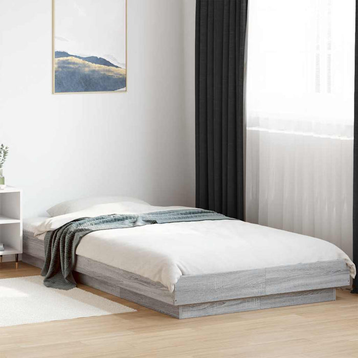 Cadru de pat cu LED gri sonoma 75x190 cm lemn prelucrat - WALTI WALTI