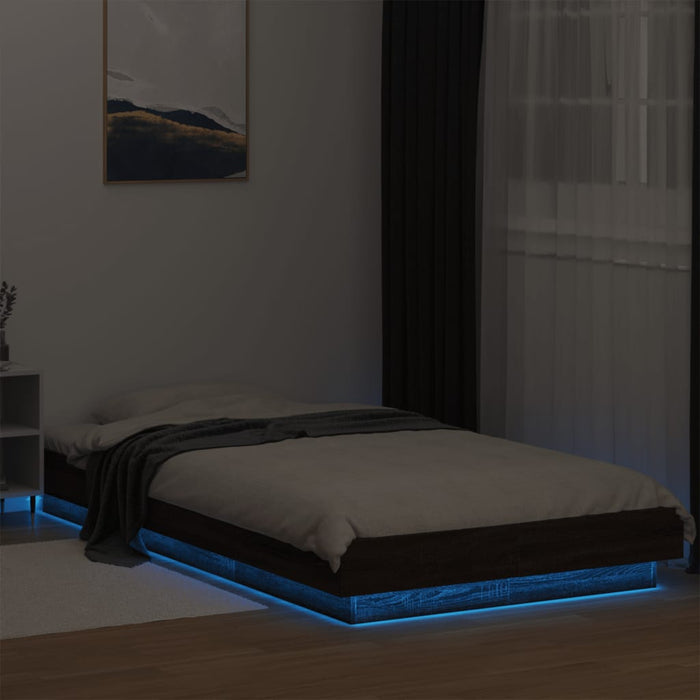 Cadru de pat cu LED stejar maro 75x190 cm lemn prelucrat - WALTI WALTI