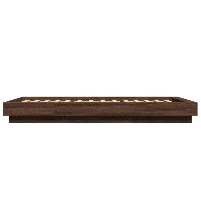 Cadru de pat cu LED stejar maro 75x190 cm lemn prelucrat - WALTI WALTI