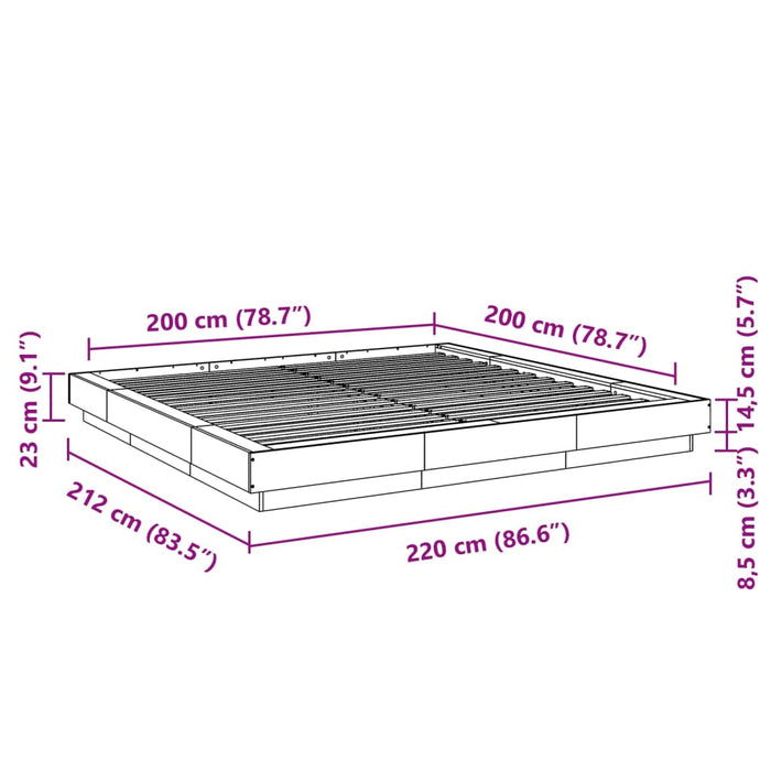 Cadru de pat, alb, 200x200 cm, lemn prelucrat WALTI