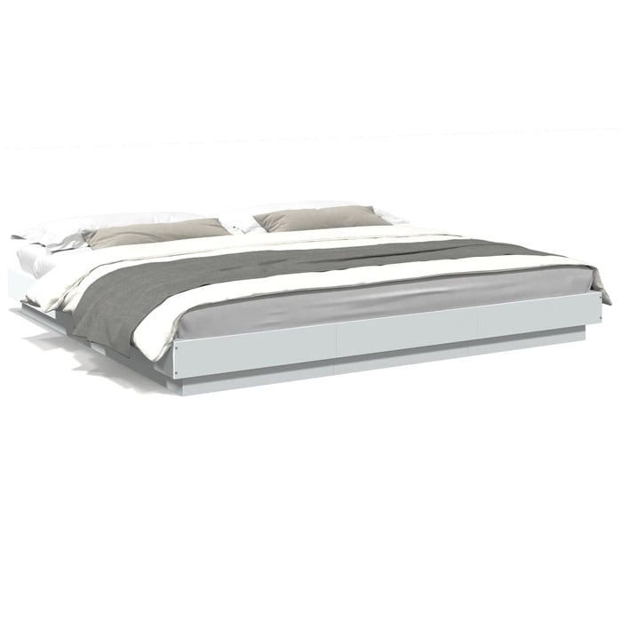 Cadru de pat alb 180x200 cm din lemn prelucrat WALTI