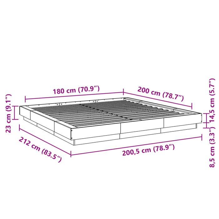 Cadru de pat, gri beton, 180x200 cm, lemn prelucrat WALTI