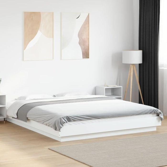 Cadru de pat, alb, 160x200 cm, lemn prelucrat WALTI