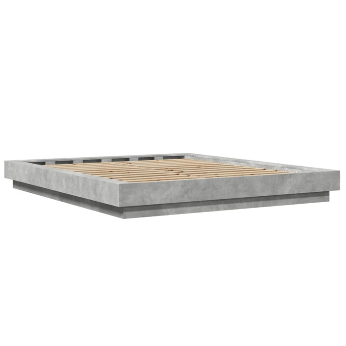 Cadru de pat, gri beton, 160x200 cm, lemn prelucrat - WALTI WALTI