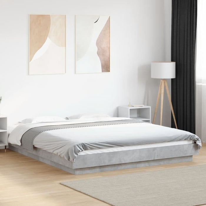 Cadru de pat, gri beton, 160x200 cm, lemn prelucrat - WALTI WALTI