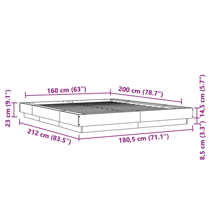 Cadru de pat, gri sonoma, 160x200 cm, lemn prelucrat - WALTI WALTI
