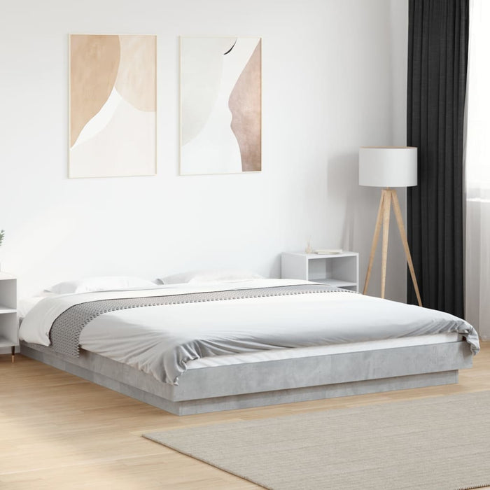 Cadru de pat, gri beton, 150x200 cm, lemn prelucrat - WALTI WALTI