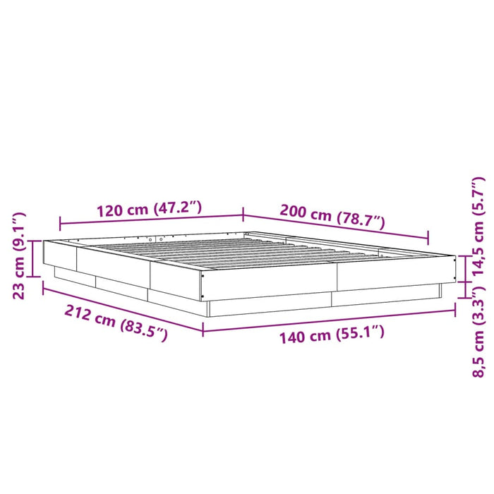 Cadru de pat, negru, 120x200 cm, lemn prelucrat WALTI