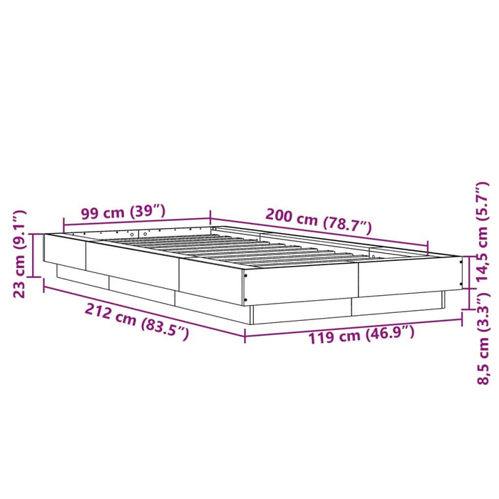 Cadru de pat, alb, 100x200 cm, lemn prelucrat - WALTI WALTI
