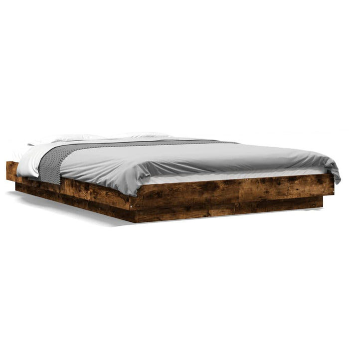Cadru de pat, stejar afumat, 140x190 cm, lemn prelucrat WALTI
